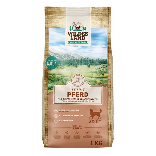 Wildes Land Canine Adulte cheval avec pomme de terre 1kg - MyStetho Veterinary