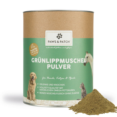 Paws&Patch Poudre de MOULES AUX ORLES VERTS pour chiens, chats et chevaux 500g - MyStetho Veterinary