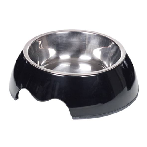 Mangeoire Inox et Mélamine NOBLY, Ø 14 cm, noir, 0.16 l - MyStetho Veterinary