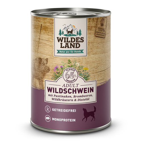 Wildes Land Canine Adult sanglier avec panais et huile de carthame 400g - MyStetho Veterinary