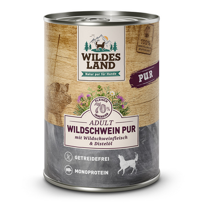 Wildes Land Canine Adult PUR sanglier aved de l'huile de carthame 400g - MyStetho Veterinary