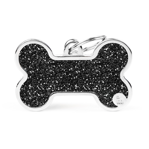 MyFamily Bone Glitter ID Tag für Hunde in schwarz - MyStetho Veterinary