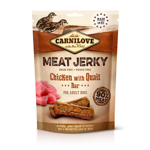 Carnilove Dog Meat Jerky Poulet avec caille - Barre protéinée 100g - MyStetho Veterinary