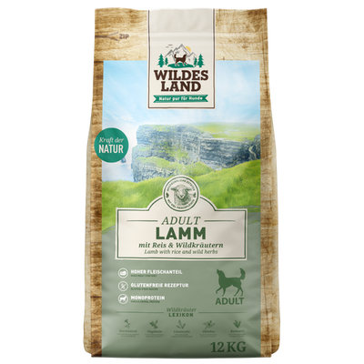 Wildes Land Canine Adult agneau avec riz 12kg - MyStetho Veterinary