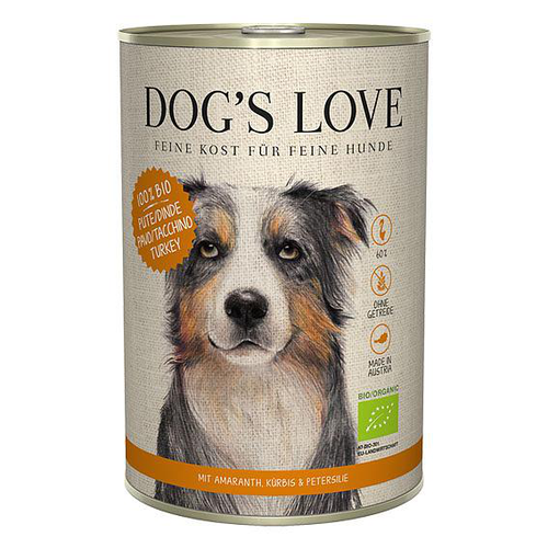 Dog&#039;s Love BIO dinde, amarante, citrouille &amp; petersil, 400g - MyStetho Veterinary