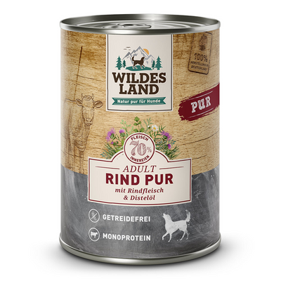 Wildes Land Canine Adult PUR boeuf avec de l'huile de carthame 400g - MyStetho Veterinary