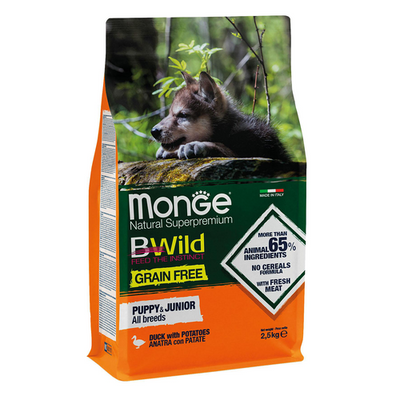 Monge BWild GF Puppy&amp;Junior Duck 2,5kg - MyStetho Veterinary