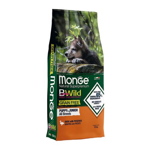 Monge BWild GF Puppy&Junior Duck 12kg - MyStetho Veterinary