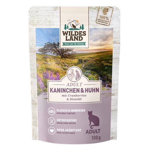 Wildes Land Feline Adult lapin et poulet avec cannberges 100g - MyStetho Veterinary